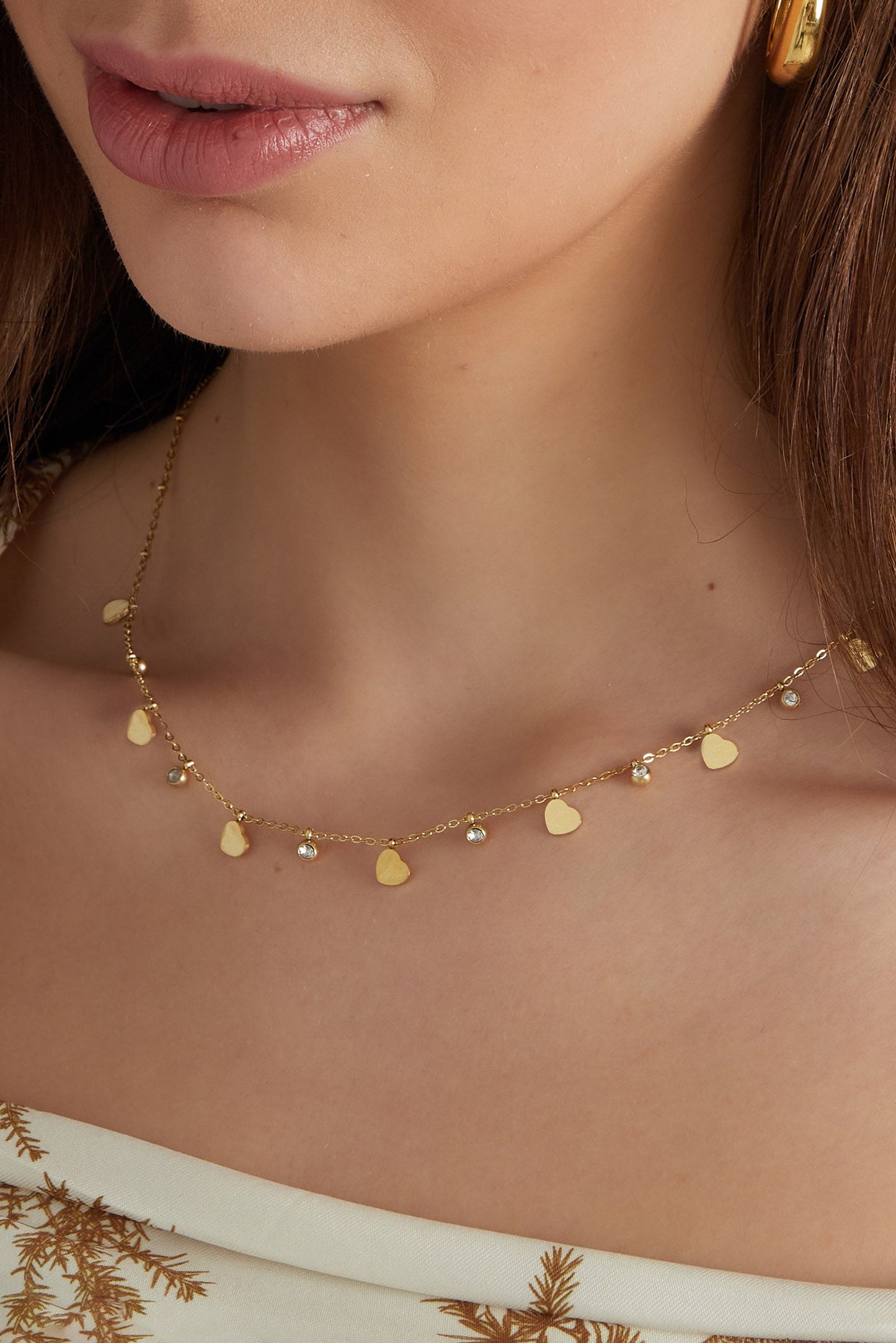 Heart Diamond Necklace - Gold