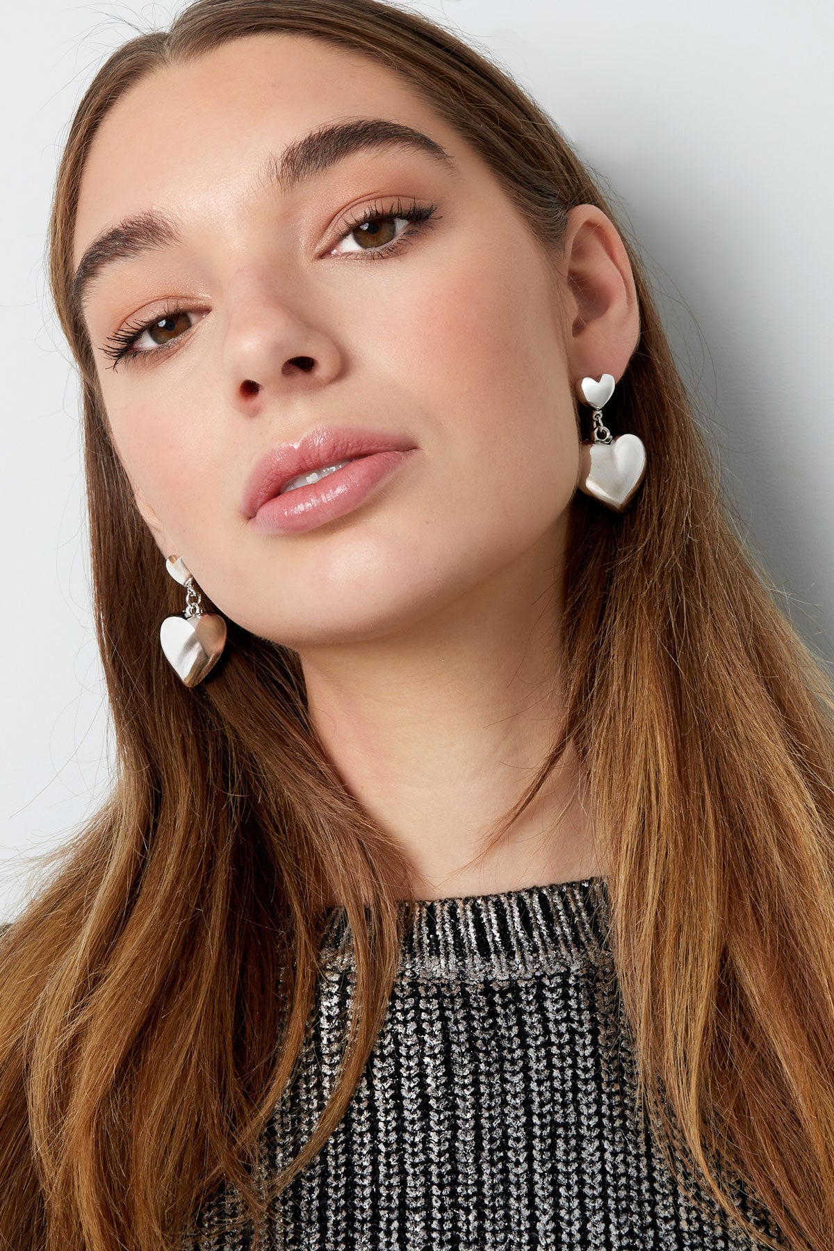 Double Heart Earrings - Gold