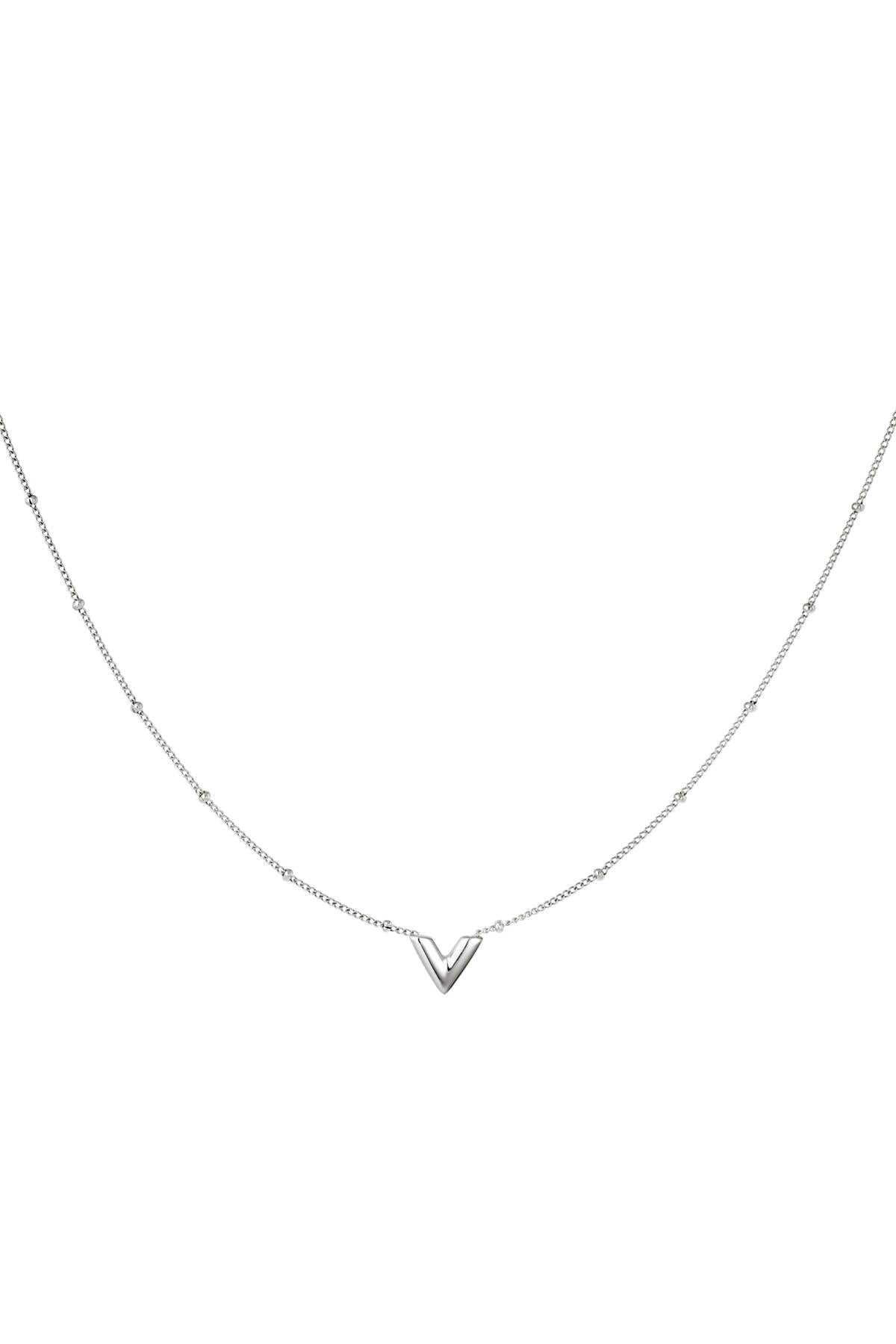 V Dot Necklace - Silver