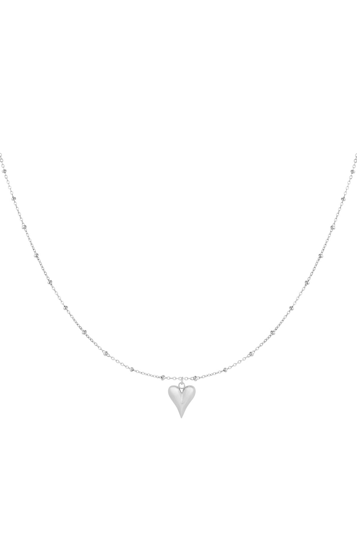 Big Heart Dot Necklace - Silver