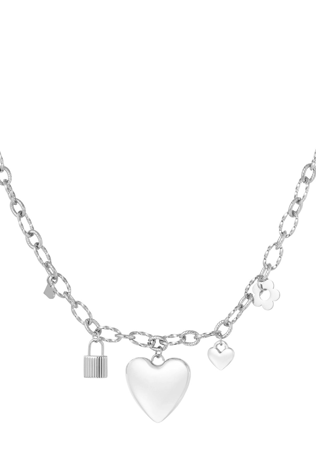 Heart Locket Charm Necklace - Silver