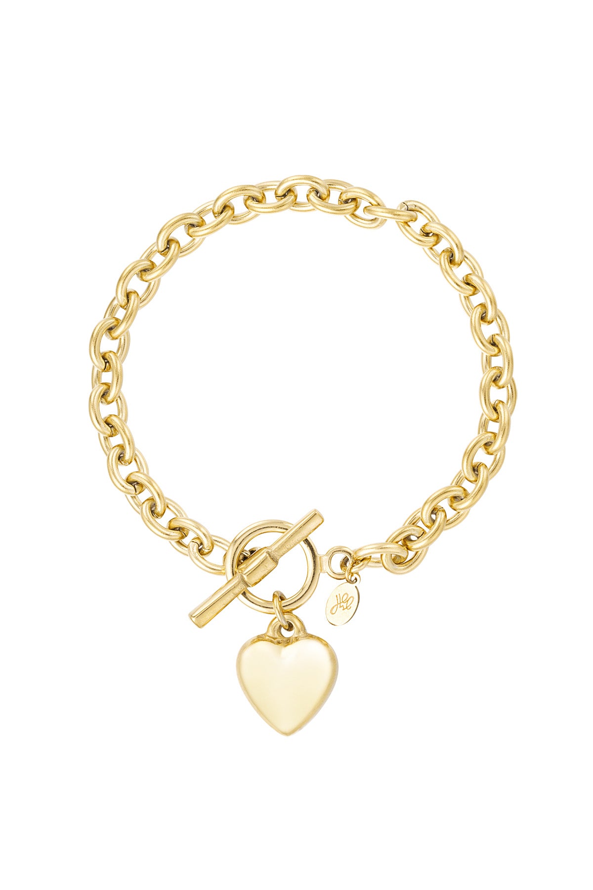 Link Heart Charm Chain Bracelet