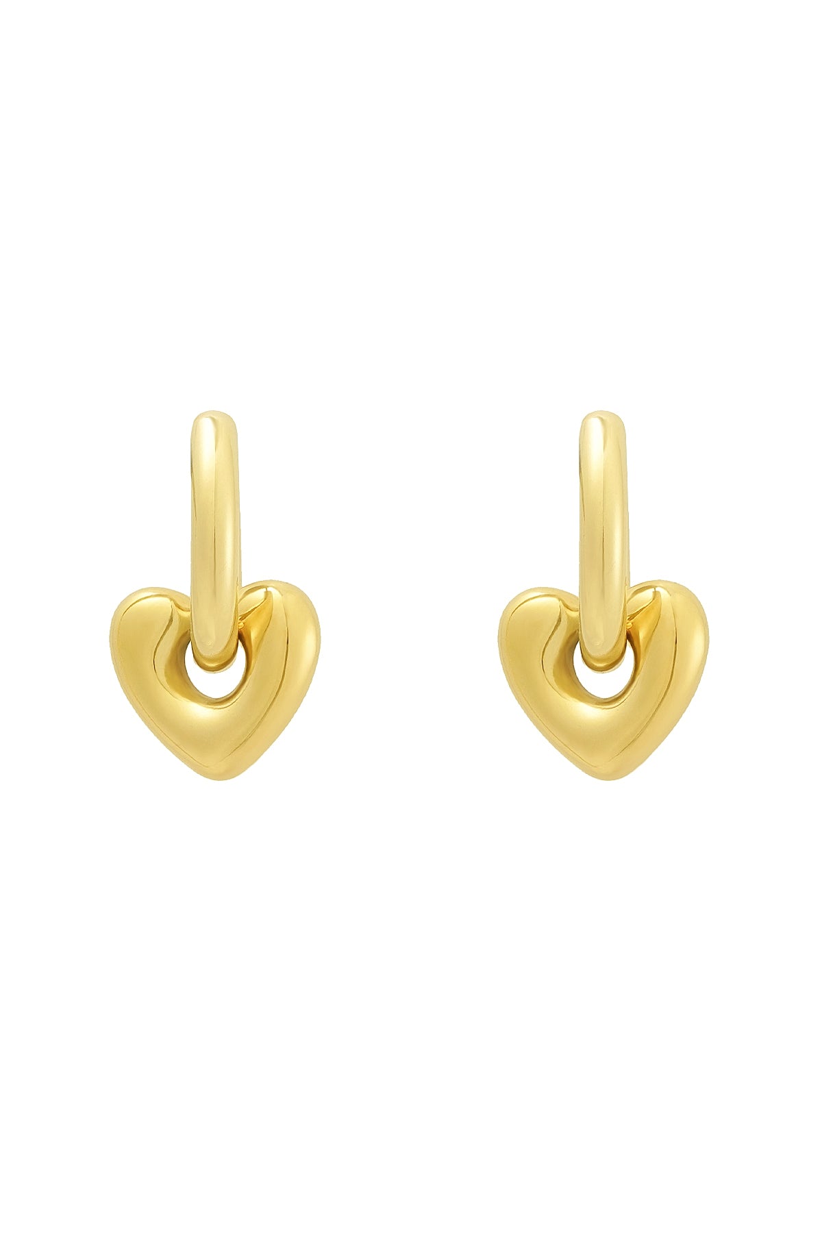 Heart Charm Earrings - Gold