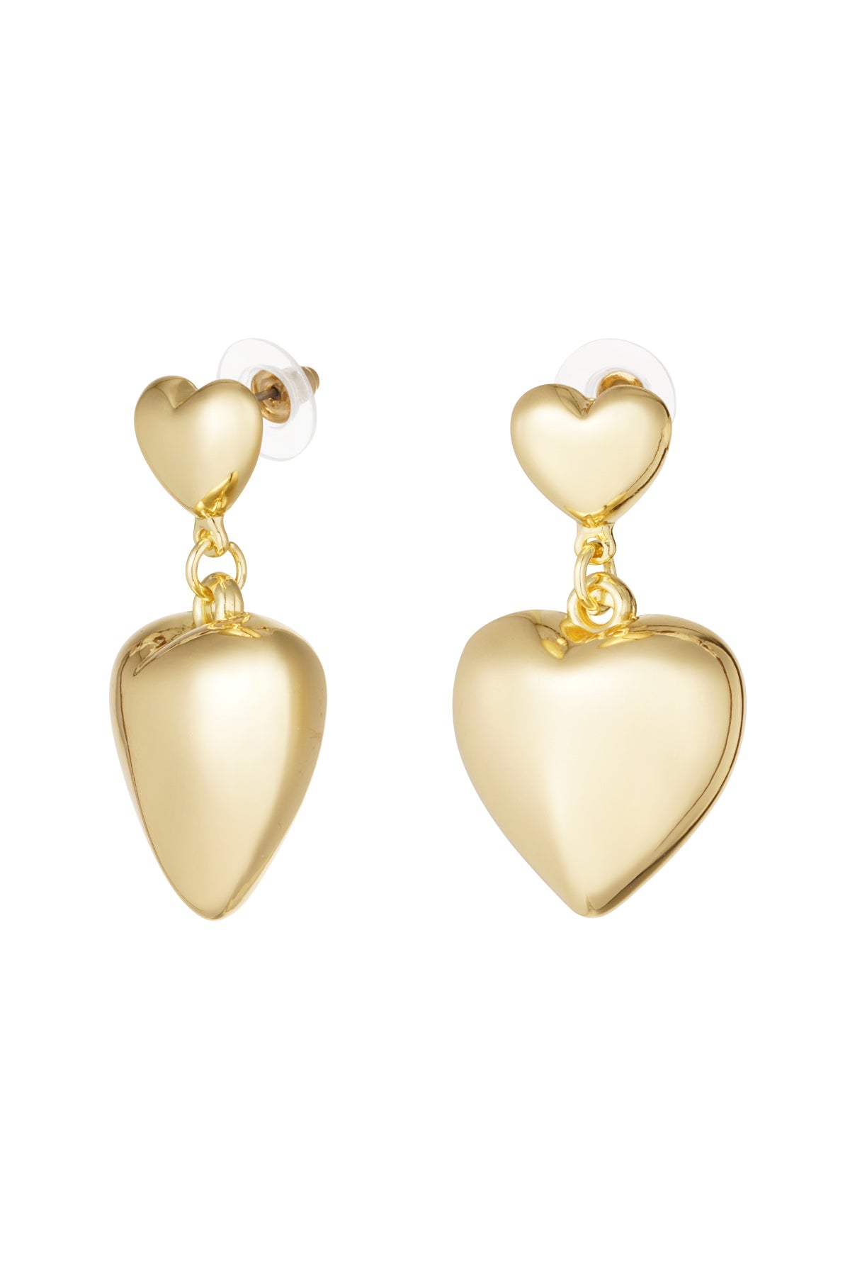 Double Heart Earrings - Gold