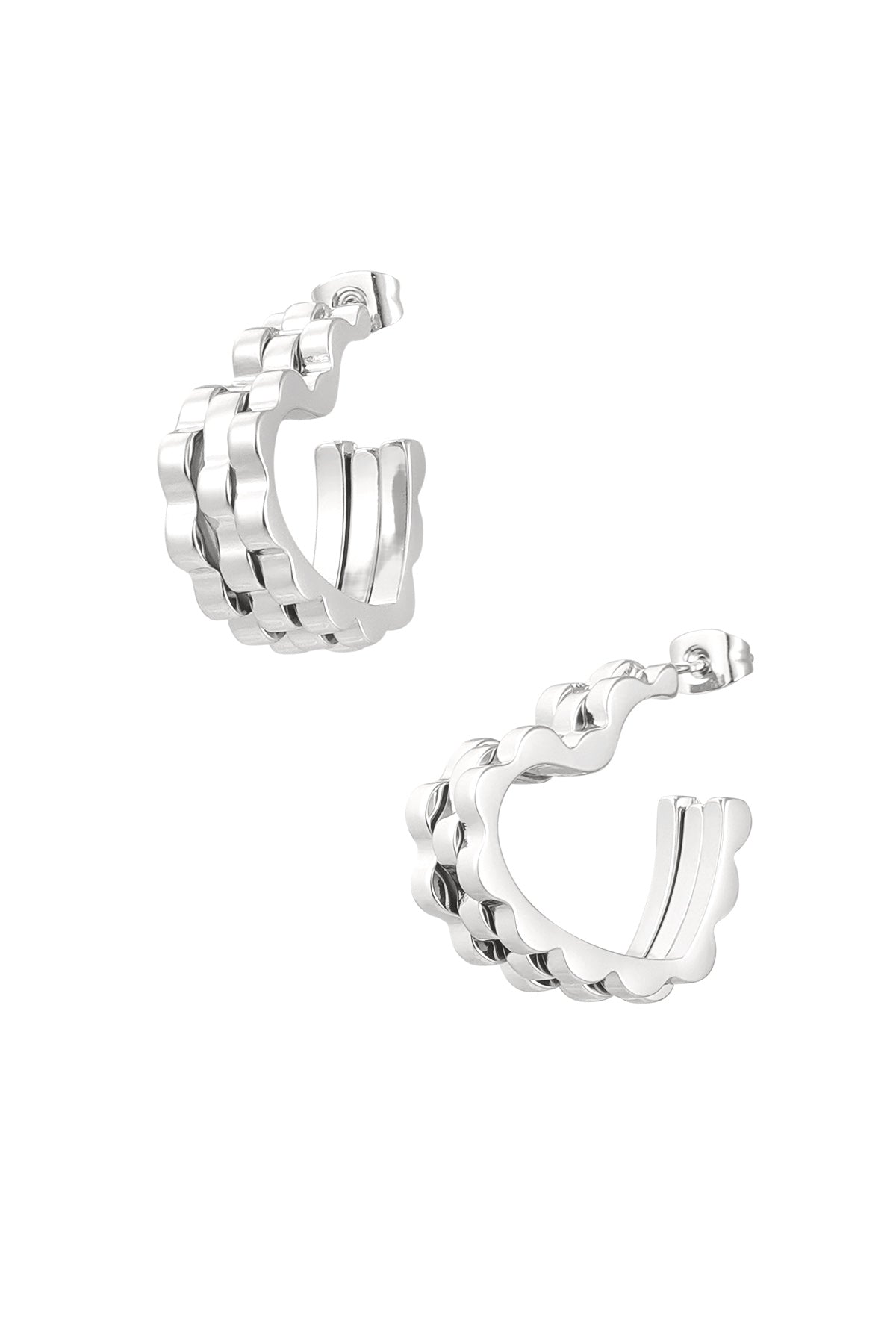 Heart Linked Earrings - Silver