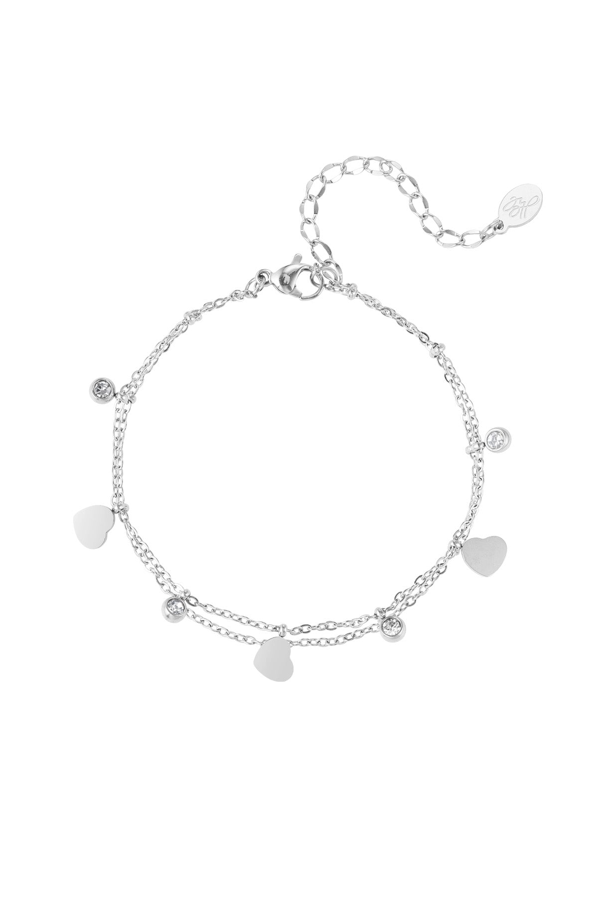 Heart Diamond Bracelet - Silver