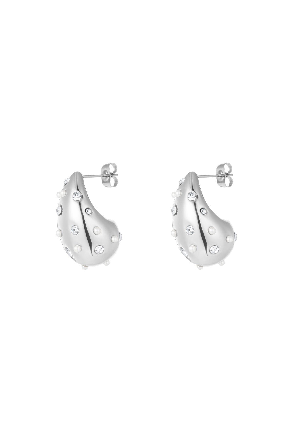 Diamond Drop Earrings - Silver