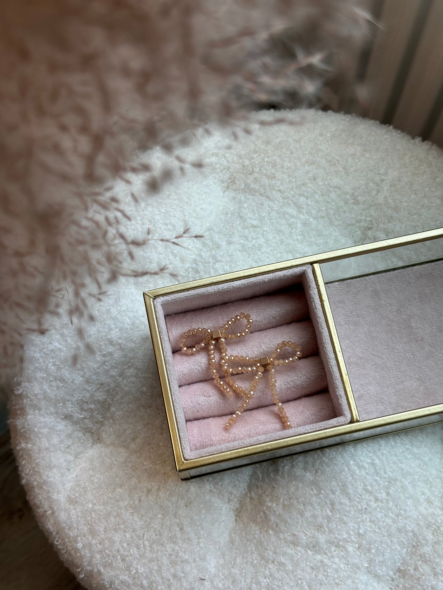 Bow Earrings - Beige