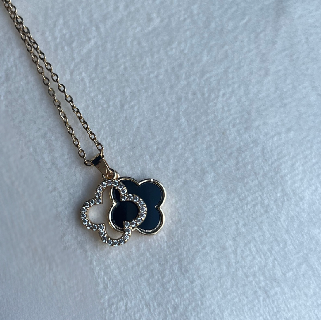 Double Sparkle Clover Necklace