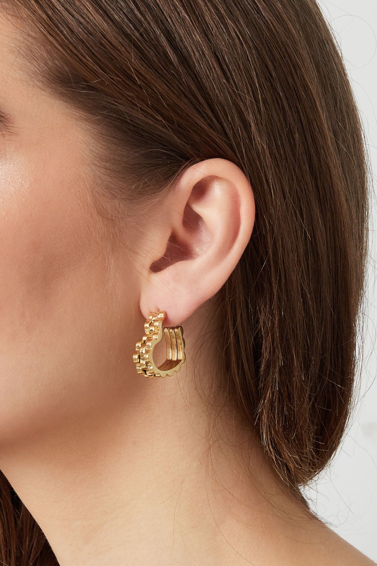 Heart Linked Earrings - Gold