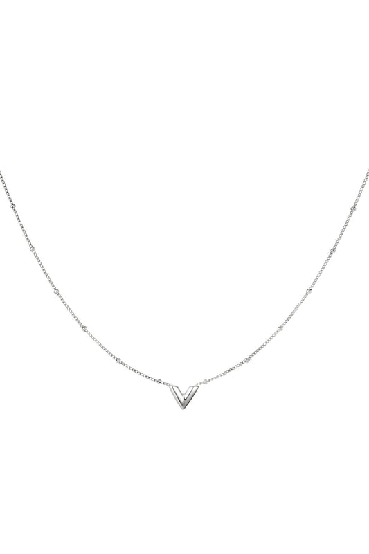 V Dot Necklace - Silver