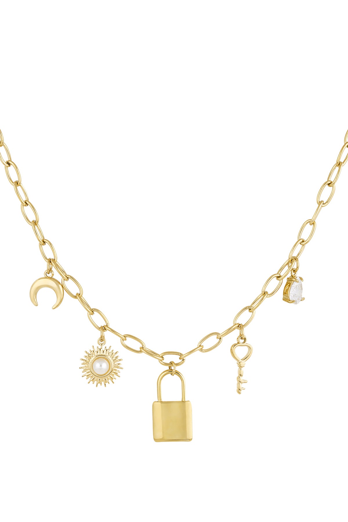 Locked Charm Necklace - Gold