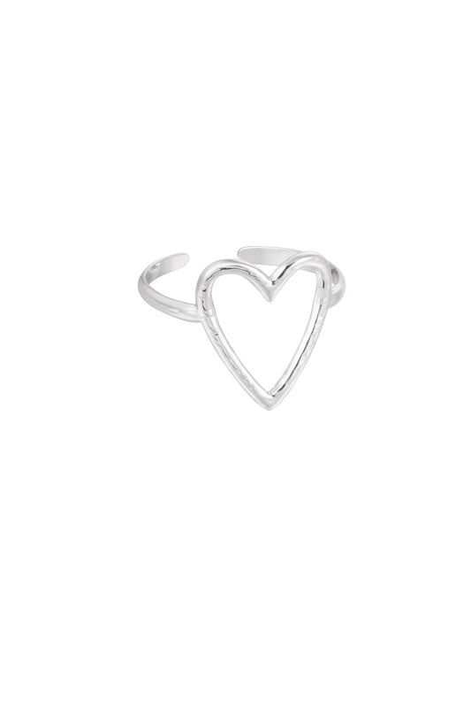 Big Heart Ring Silver - Verstelbaar