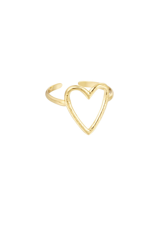 Big Heart Ring Gold - Verstelbaar