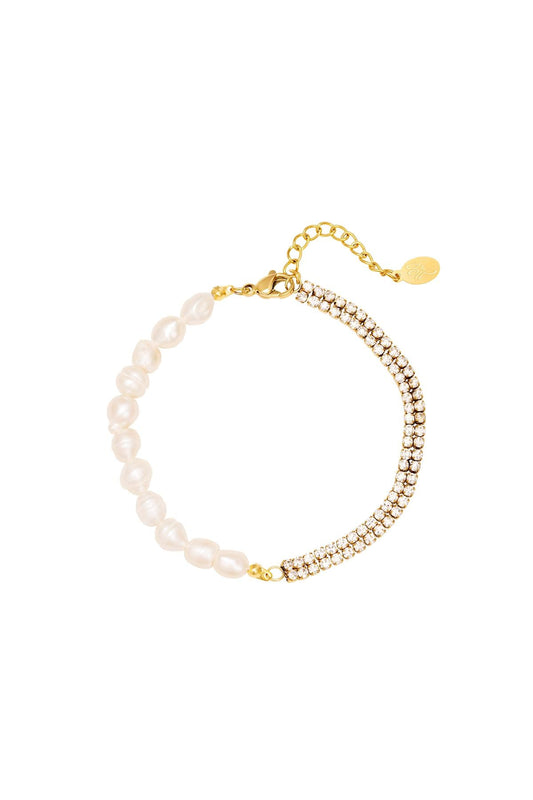 Sparkly Pearl Bracelet - Gold