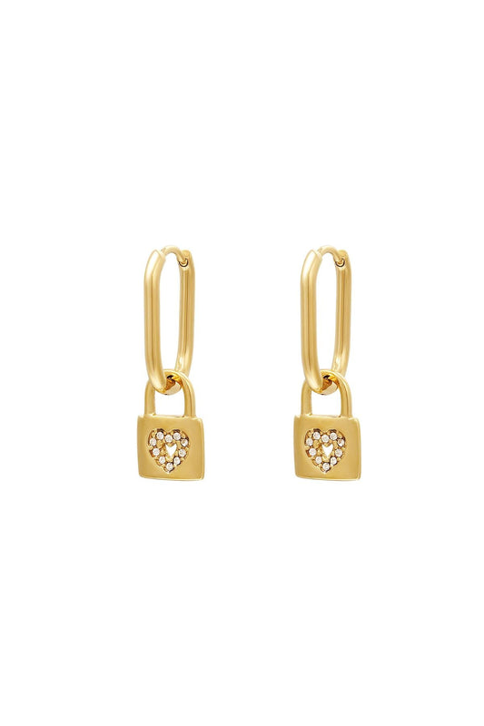 Heart Lock Earrings - Gold