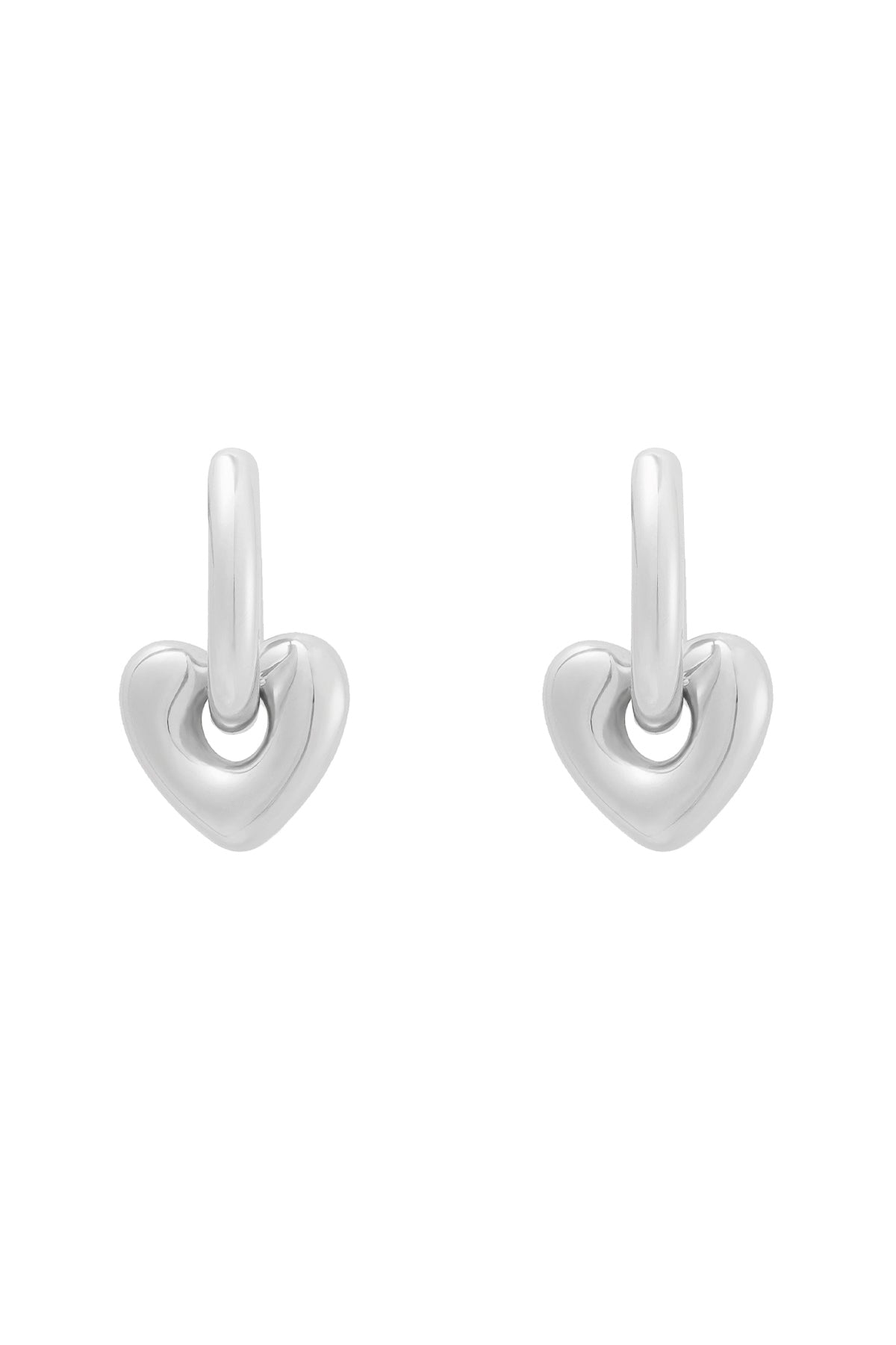 Heart Charm Earrings - Silver