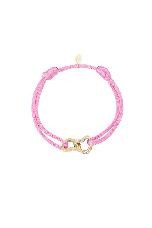 Sparkly Love Satin Bracelet - Pink