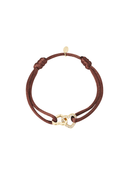 Sparkly Love Satin Bracelet - Brown