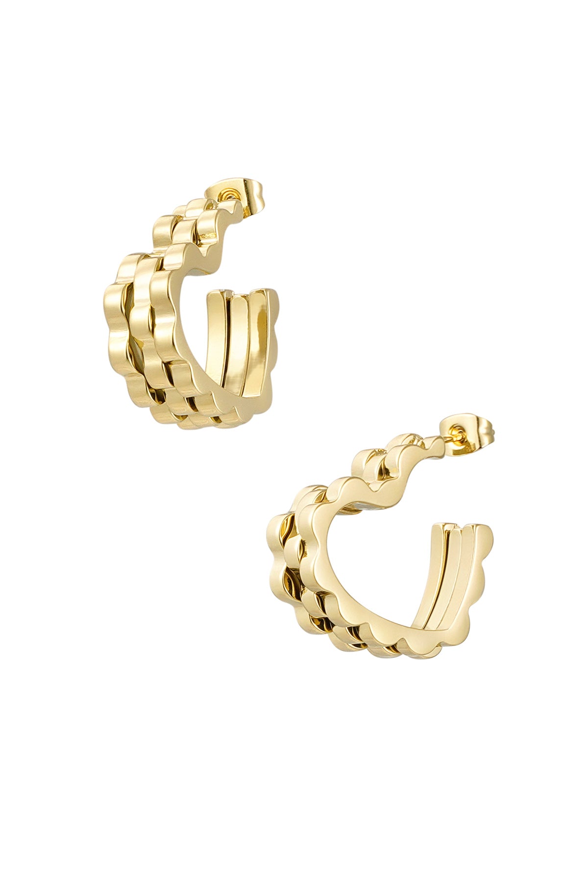Heart Linked Earrings - Gold