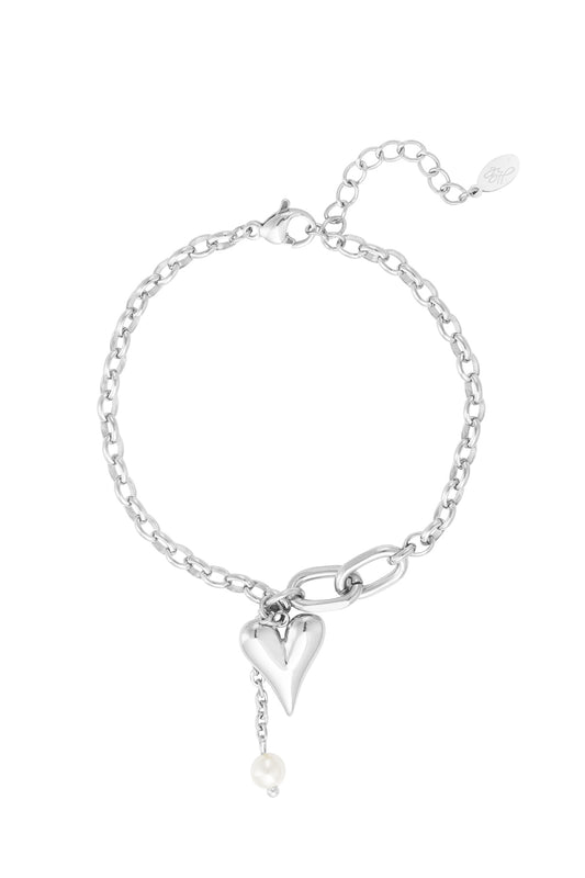 Big Heart Charm Bracelet - Silver