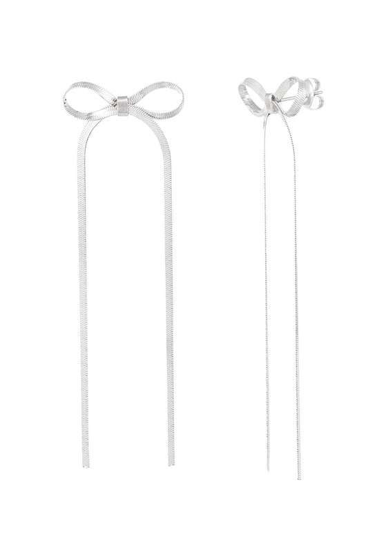Sleek Bow Earrings - Silver