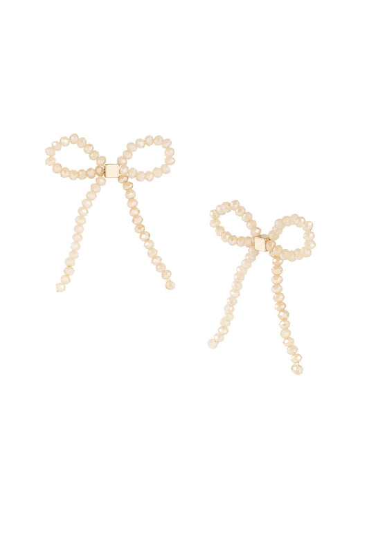 Bow Earrings - Beige