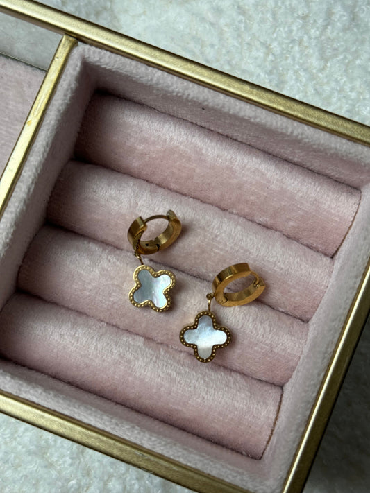 Clover Earrings - White