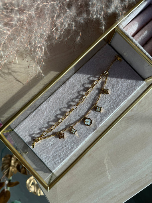 V Deluxe Double Bracelet - Gold