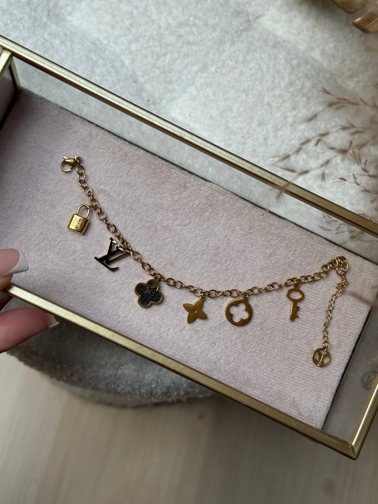 V Charm Logo Bracelet