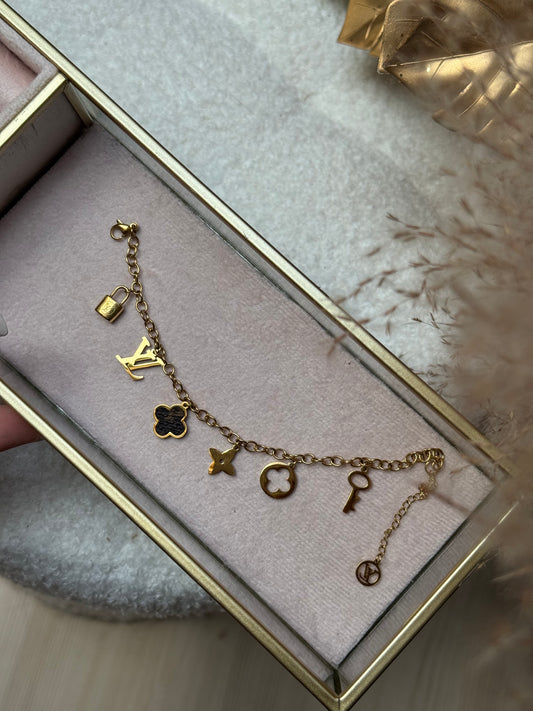 V Charm Logo Bracelet