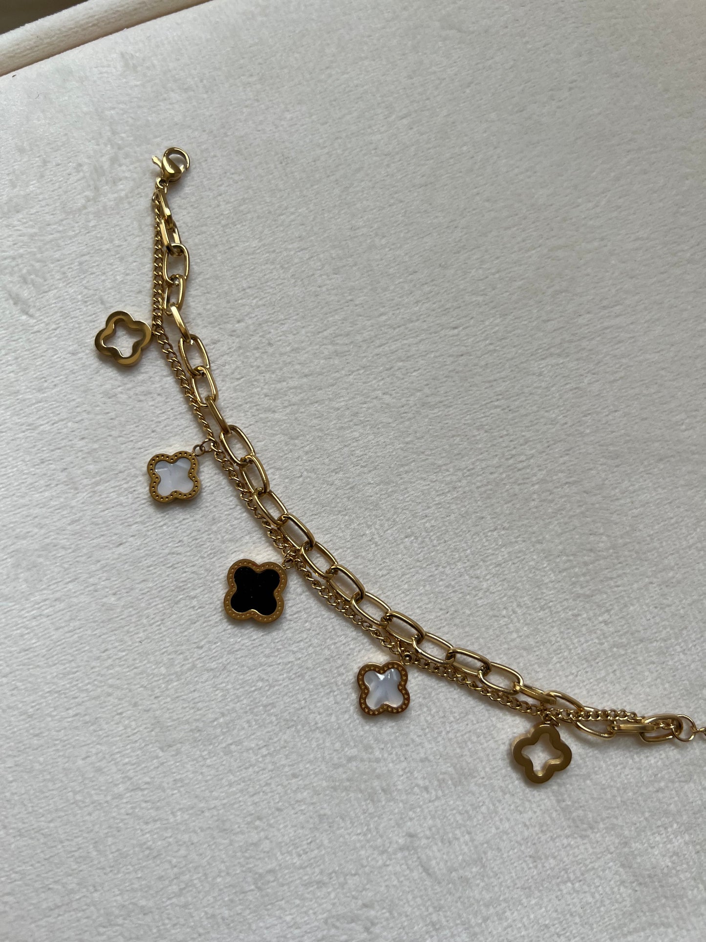 Lucky Clover Charm Bracelet - Double