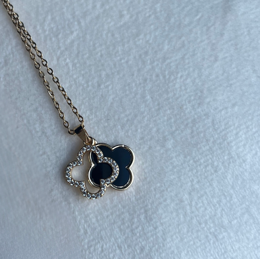 Double Sparkle Clover Necklace