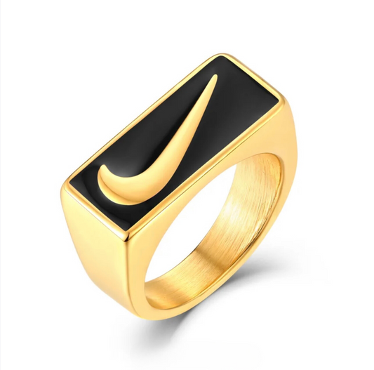 Swooshy Ring - Gold Black Bold