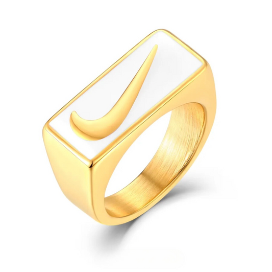 Swooshy Ring - Gold White Bold